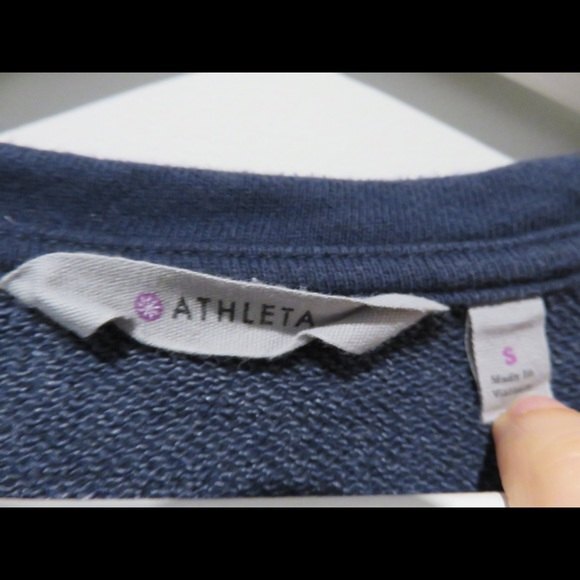Athleta Sweatshirt Cityscape Navy Blue Double Zipper Pullover Crewneck Small - Picture 4 of 7